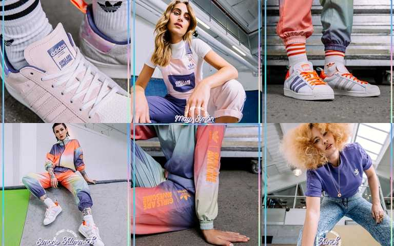 彩虹暈染配色更有時尚個性，同系列鞋款除了女鞋也推出童鞋。（圖／adidas Originals）