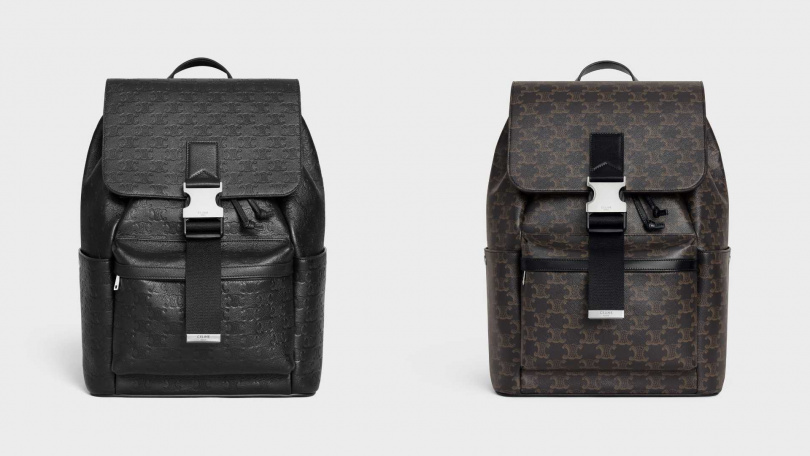 (左)CELINE TRIOMPHE壓花牛皮革背包／110,000元，(右)CELINE標誌印花及牛皮革背包／90,000元（圖／品牌提供）