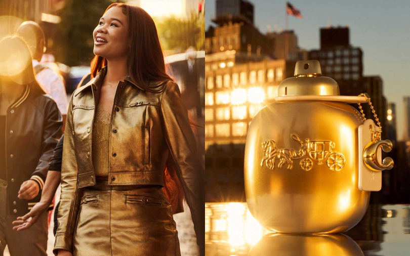 COACH GOLD時尚閃耀香精以精緻絢麗的金色瓶身登場，猶如一封金色邀請函，邀請每位女性一同勇敢擁抱真實自我、釋放內在光采。（圖／品牌提供）