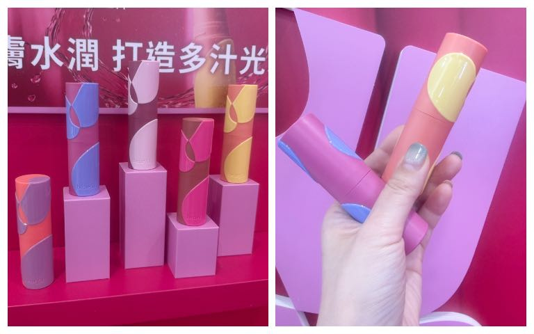 Benefit Juice Stick果汁冰透腮紅棒8g / 1,360元。右:蜜桃奶霜和莓果奶昔是主打色。(圖/tingting攝)