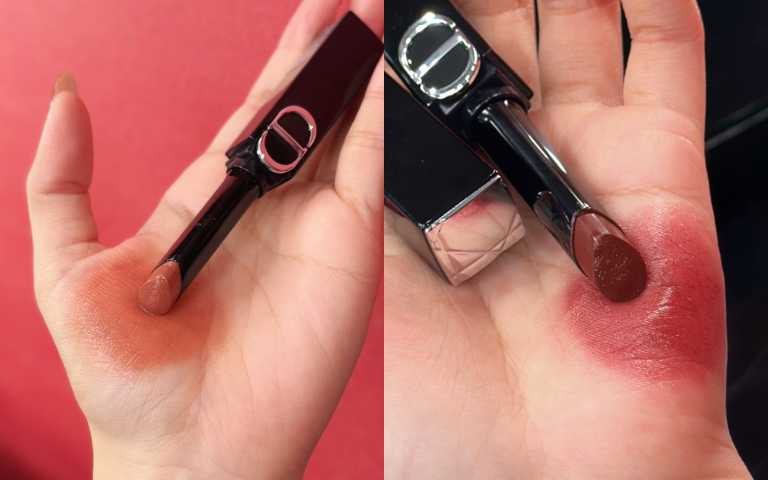 左#222焦糖裸杏色、右#565自信可可（圖／廖怡婷 攝）