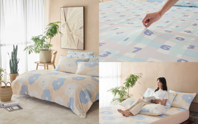 HOLA和樂家居攜手深受設計迷喜愛的京都品牌 SOU・SOU，以獨家SNOW TOUCH布料推出全球唯一的「SOU・SOU 涼感寢具系列」。（圖／品牌提供）