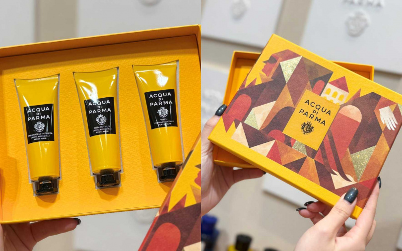 Acqua di Parma《斯普雷扎圖拉大飯店》護手霜禮盒30ml*3/5,200元(圖/Cindy攝)