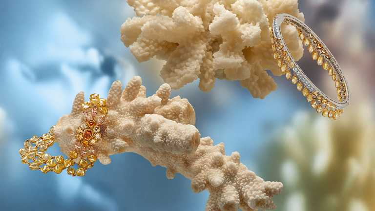 DE BEERS「Reflections of Nature」系列高級珠寶，Landers Radiance三行鑽石手環與鑽石手鐲。（圖╱DE BEERS提供）