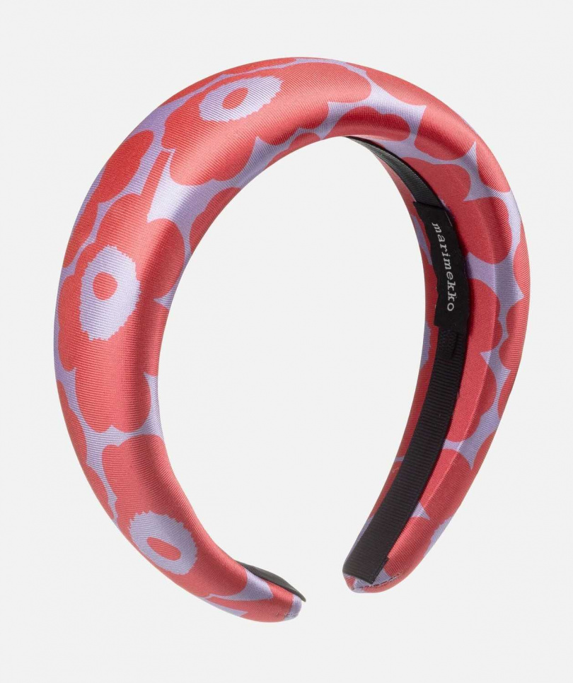 Marimekko珊瑚紅Unikko游霓可印花淡紫髮箍/2,890元(圖/品牌提供)