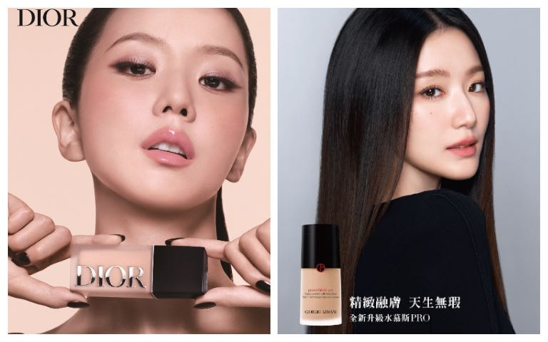 Dior超完美持久粉底液柔光／柔霧30ml / 2,700元。GIORGIO ARMANI高訂完美絲絨水慕斯粉底PRO30ml / 2,700元。（圖／品牌提供)
