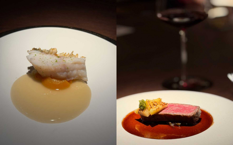 甘鯛 | 瓜・酢橘;和牛 | 泡菜・味噌鳳梨・青獅子唐辛子柚子胡椒。