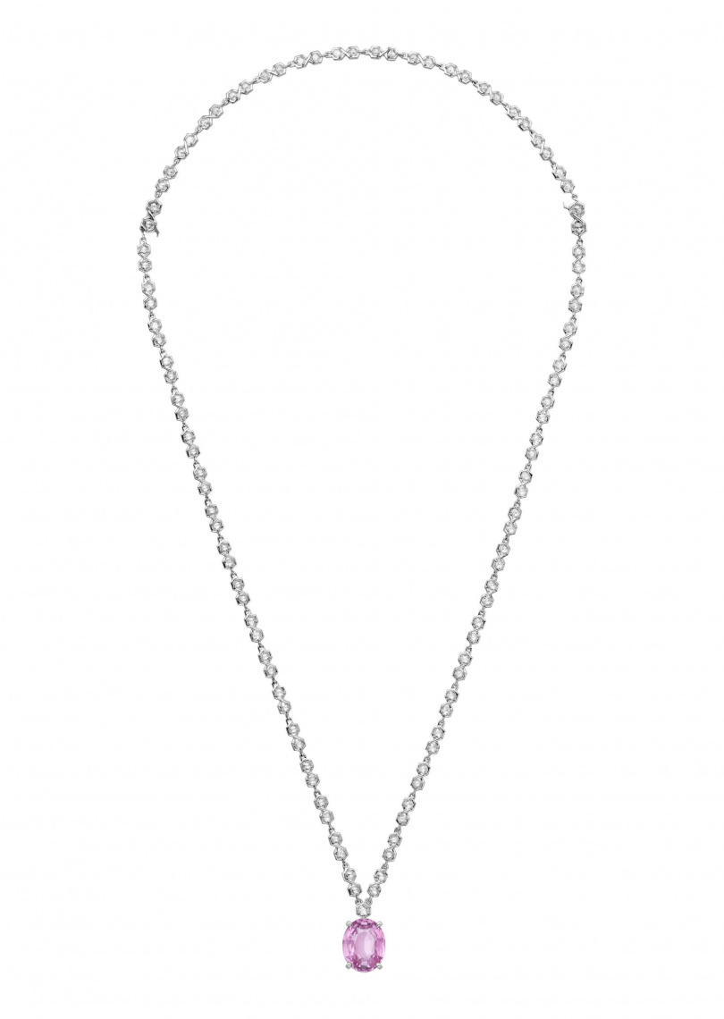 卡地亞頂級珠寶系列粉色藍寶石項鍊