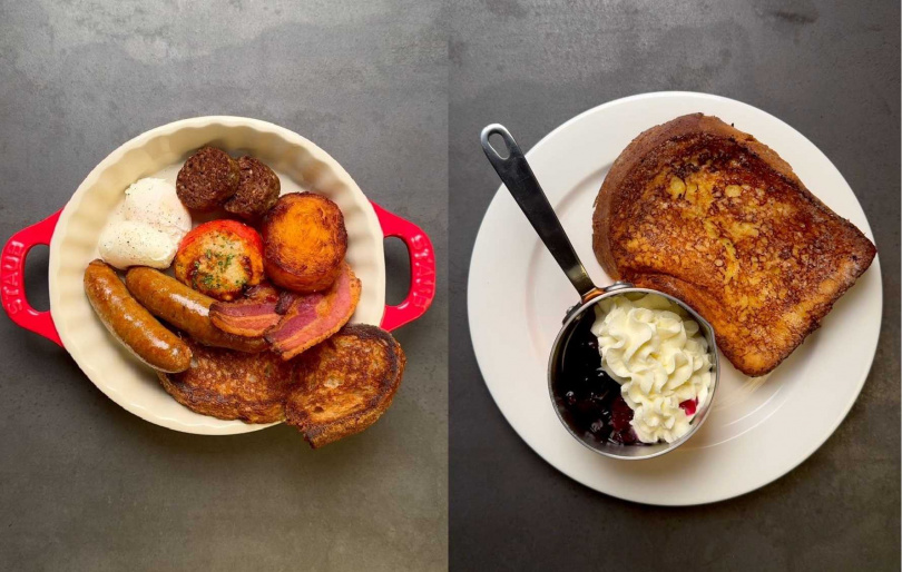 在TikTok創下極高觀看數的「英式早餐」（左）與「法式吐司」。（圖／RÒU x James Sharman提供）