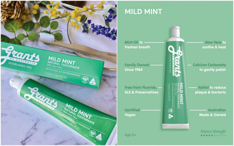Grants格蘭特大自然溫和薄荷牙膏 (40週年新包裝)110g／200元（圖／品牌提供）