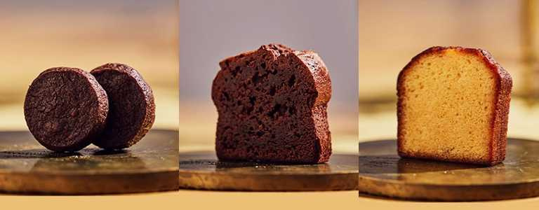 （左）濃巧克力沙布雷、（中）重度巧克力旅者蛋糕、（右）橙香旅者蛋糕（圖／擷取自官網）