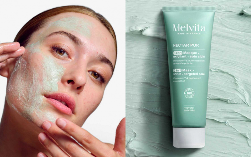 Melvita毛孔淨瑕平衡角質面膜75ml／1,280元  以植物纖維微粒製成的創新「植感泥膜」，無泥卻有泥膜效果，敷久也不乾繃。（圖／品牌提供）