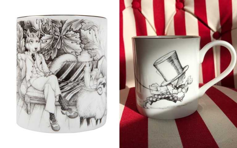 狐狸紳士蠟燭 $4,100元、瘋狂帽子馬克杯 $2,350元（圖／品牌提供）​