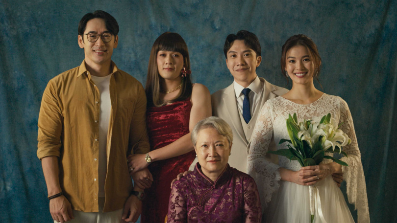 《好孩子》導演王國燊透露片中角色其實都是原型人物阿真不同面向的投射,左起為路斯明、許瑞奇、吳清樑、周智慧,前為洪慧芳。(圖/甲上提供)