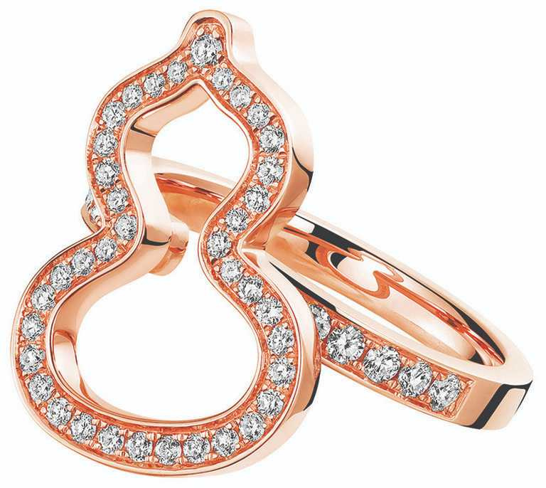 Qeelin「Wulu」系列，18K玫瑰金鑲鑽中型戒指╱193,000元。（圖╱Qeelin提供）