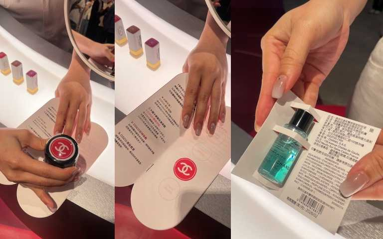 答對闖關計時測驗就有機會把CHANEL眼唇卸妝液小樣帶回家。(圖/黃筱婷攝)
