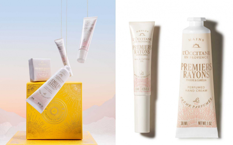 歐舒丹晨曦花梨指緣油7.5ml／700元、晨曦花梨護手霜30ml／420元（圖／品牌提供）