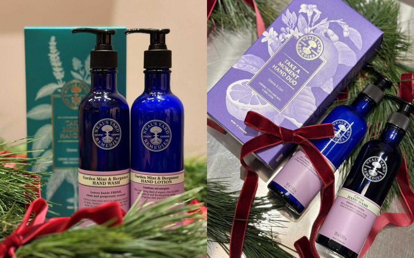 Neal’s Yard Remedies薄荷佛手柑護手禮盒／1,500元、放鬆時刻柑橘護手禮盒／1,500元（圖／吳雅鈴攝）