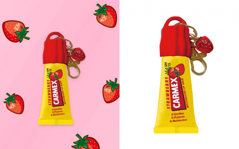 Carme x小蜜媞mini草莓唇唇圈掛飾鑰匙圈／130元（圖／品牌提供）