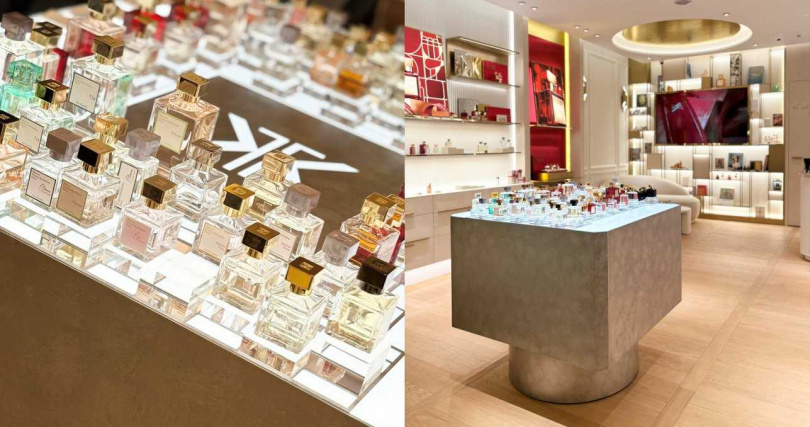 店內最大亮點的「360度環繞巨型香水瓶蓋試香桌」，是以品牌經典”鋅瓶蓋”為設計靈感。（圖／吳雅鈴攝）