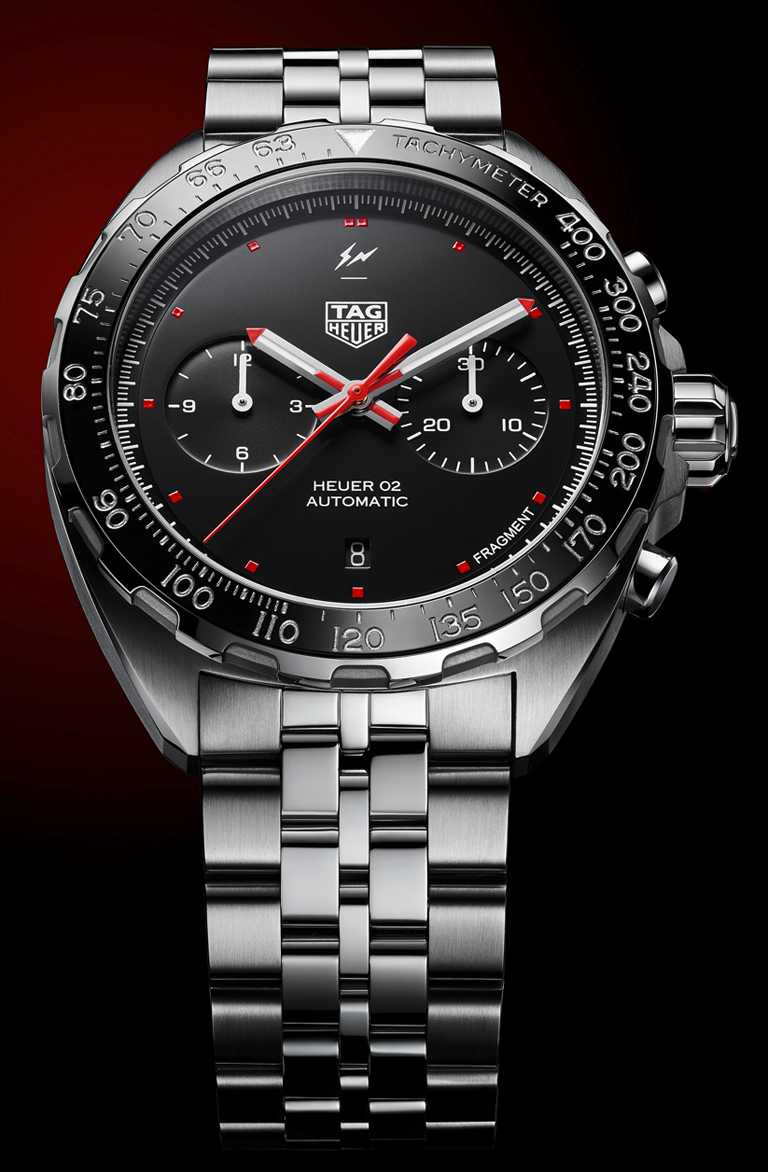 TAG HEUER「TAG HEUER X Fragment Design」聯名計時腕錶，Zalium鋯合金錶殼，44mm，限量500只╱201,900元。（圖╱TAG HEUER提供）