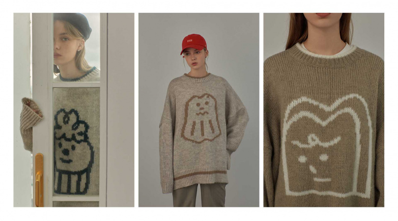 BUTTER 奶油家族聖誕限定毛衣（可露露、吐司先生、雪人共三色，1,590元）。（圖／PAZZO提供）