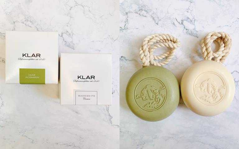 KLAR洗髮洗澡橄欖油雙效皂買一送一by御香坊／1,580元 附掛繩的話，更方便吊掛存放，洗澡時也更好拿取不掉落。(圖／吳雅鈴攝影)