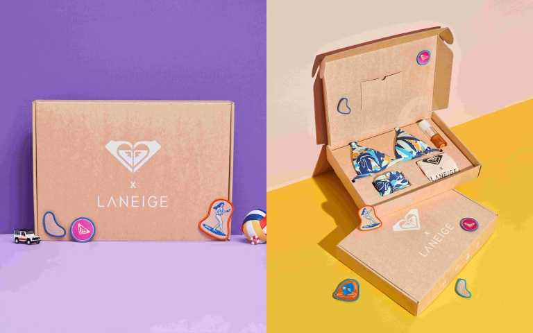 ROXY跨界聯名LANEIGE，攜手推出夏日橘光海灘聯名禮盒，想要秀美肌、秀身材一盒搞定！（圖／品牌提供）