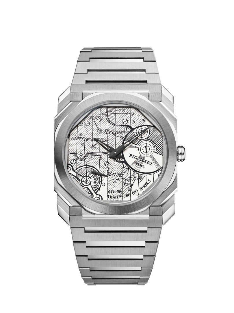 BULGARI OCTO FINISSIMO AUTOMATIC SKETCH精鋼腕錶（圖／品牌提供）