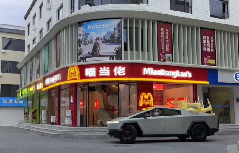 主人為貓咪們打造小鎮。(圖/翻攝自臉書)