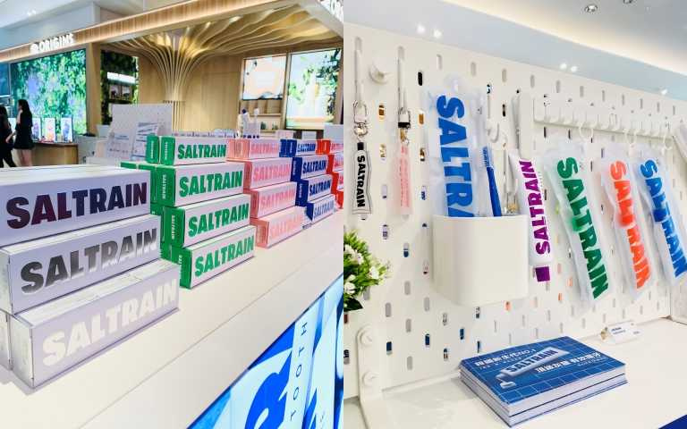SALTRAIN明星經典灰鹽牙膏共有6款，快閃店內通通有展售。（圖／吳雅鈴攝）