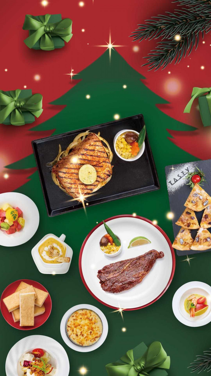 「西堤牛排」推出「耶誕雙人宴」，主餐有紐奧良風味牛排與義式丁骨豬排可供選擇。