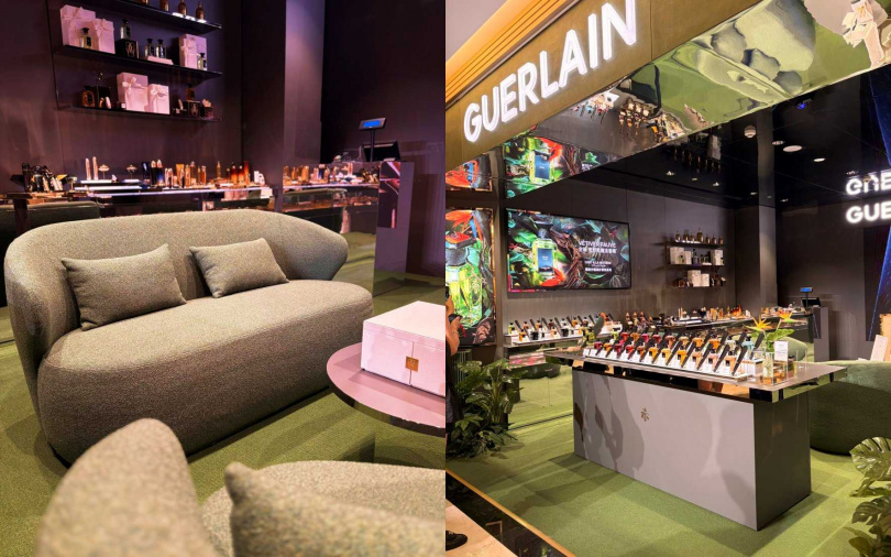 由嬌蘭巴黎總部欽點，於台灣開設的全球首間「藝術沙龍香氛藝廊-色彩概念店」，大膽的高張力色彩店裝，將帶給消費者截然不同的視覺體驗。（圖／吳雅鈴攝）