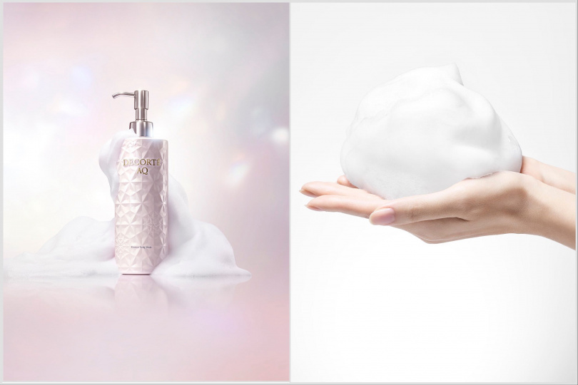 黛珂 AQ 煥妍潤澤沐浴乳 350mL／1,800元，以頂級精華液質地為疲憊肌膚帶來儀式感的開場。圖／品牌提供)