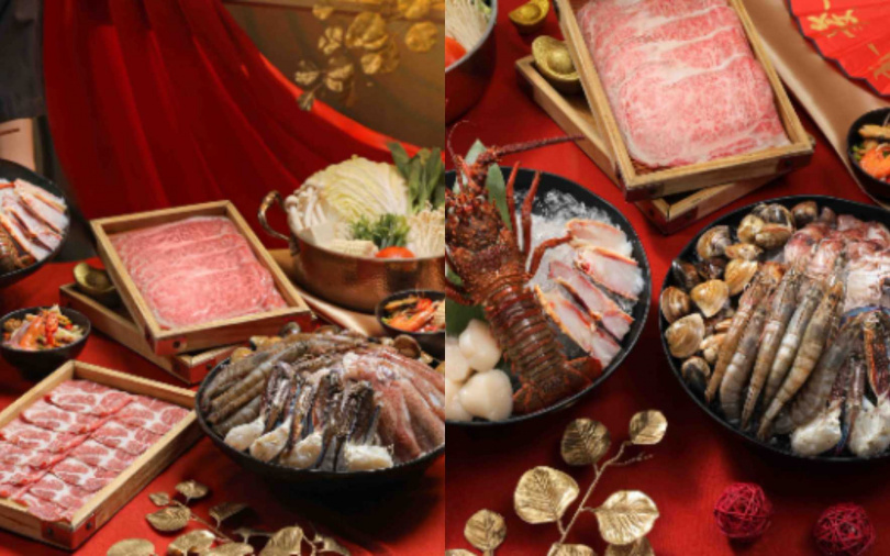 礁溪晶泉丰旅推春節一泊二食品嘗三燔礁溪豐盛龍蝦海陸鍋物，除夕至初二加碼日本A5和牛與鱈場蟹。（圖／晶泉丰旅提供）