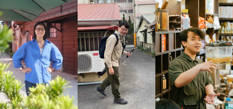 文史與建築史工作者路款豪、諸羅設計塾設計長許家茵,嘉義在地堅果雜糧專賣店「永昌行」董耀鴻。(圖/諸羅設計塾提供)