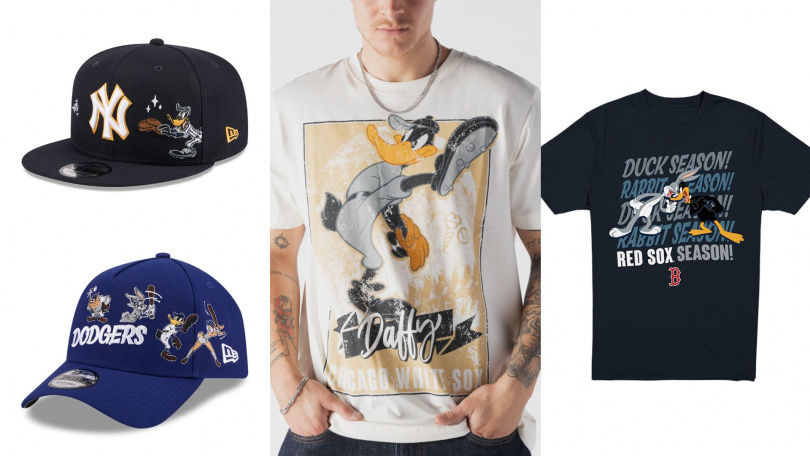 New Era「Looney Tunes × MLB 2026」系列推出多款聯名帽款與服飾,將兔巴哥、達菲鴨等經典角色融入MLB球隊設計。(圖/品牌提供)