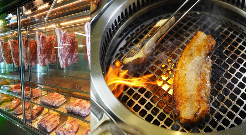 為了突出台灣溫體豬風味，「厚切豬五花」特別使用肉品熟成冰箱。（圖／魏妤靜攝）