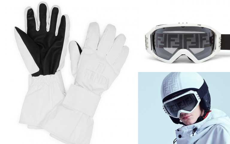 FENDI滑雪系列手套／19,800元、FENDI滑雪系列FF LOGO護目鏡／21,600元（圖／品牌提供）