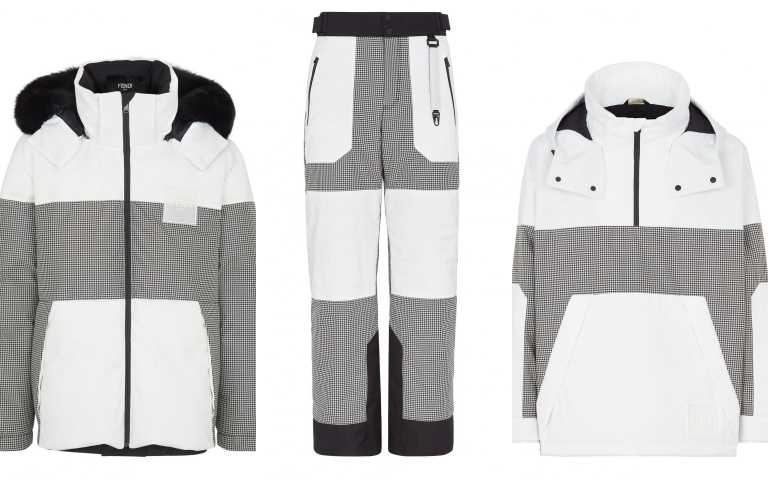 FENDI滑雪系列羽絨衣／118,000元、FENDI滑雪系列滑雪褲／79,000元、FENDI滑雪系列衛衣／102,000元（圖／品牌提供）