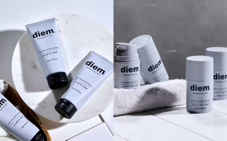 diem柔順修護髮膜180ml / 420元、diem強韌修護免洗護髮膜45ml / 680元(圖/品牌提供)