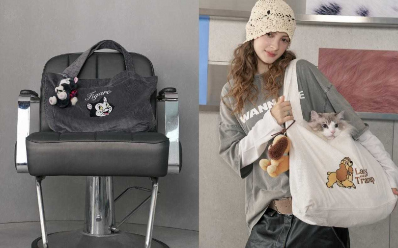 ROBINMAY跳跳帆布袋(迪士尼貓狗系列)／2,180元  手感一級棒的燈芯絨材質，讓帆布袋也可以很高級。（圖／ROBINMAY提供）