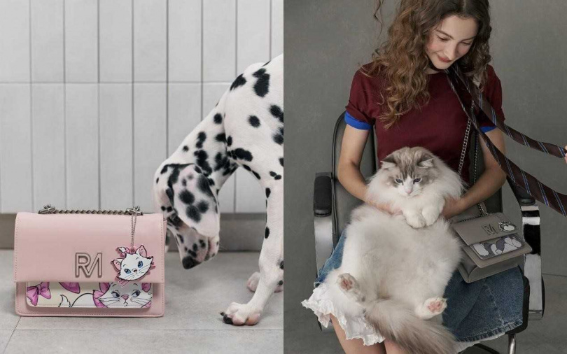 ROBINMAY狂派塗鴉斜背包(迪士尼貓狗系列)／2,480元  貓狗角色的前卡夾，真的太卡哇伊。（圖／ROBINMAY提供）