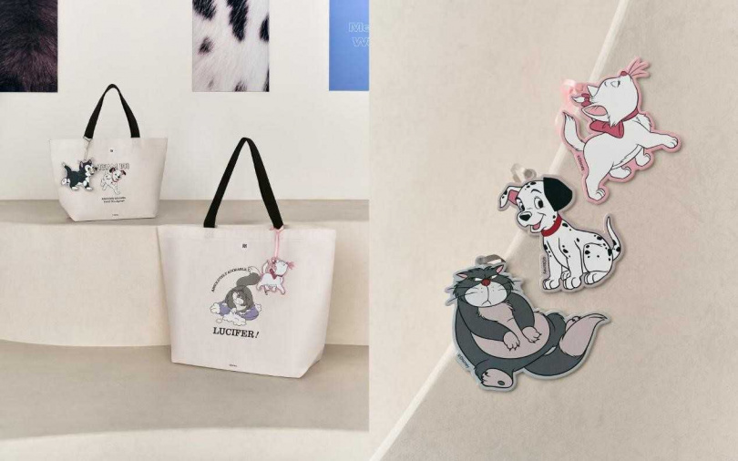 新品買贈活動期間，只要消費內含任一迪士尼貓狗系列聯名商品，就能獲贈專屬提袋和角色造型吊卡，完整你的血拚儀式感！（圖／ROBINMAY提供）