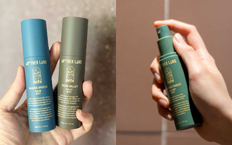 它們的居家小物也很強！被譽為「解救婚姻神器」的廁隱之心馬桶神霧和可安定心神的安全感空間噴霧、開啟勿擾枕巾噴霧，每個家庭都必須入手一組才對。（圖／吳雅鈴攝、品牌提供）