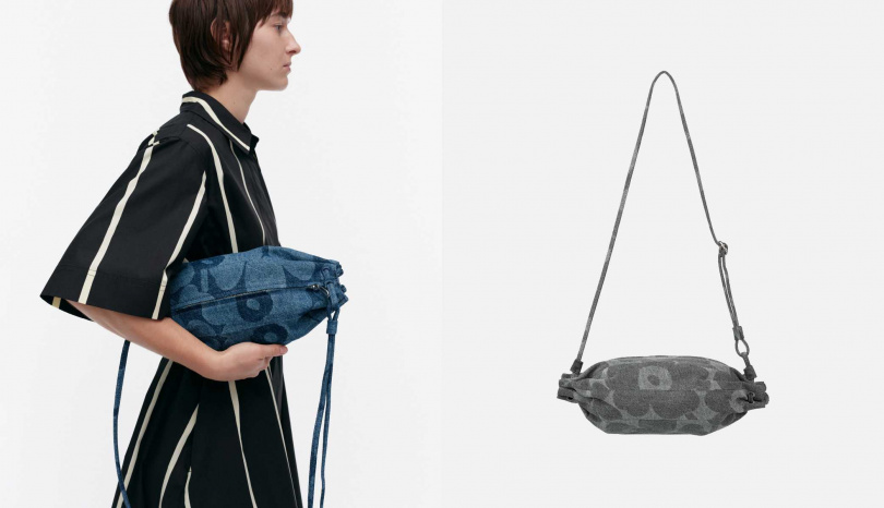 Marimekko水洗丹寧Unikko印花Karla糖果包（圖／品牌提供）