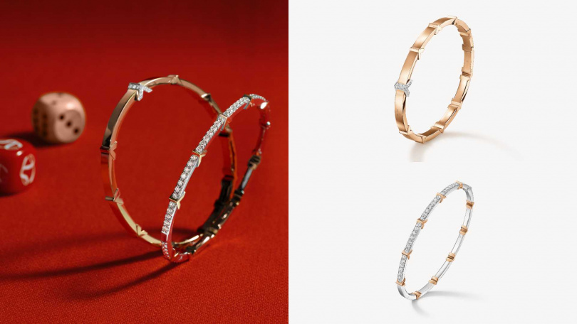 Hearts On Fire COPLEY 玫瑰金手鐲、COPLEY 黃K金密鑲鑽石手鐲（圖／品牌提供）