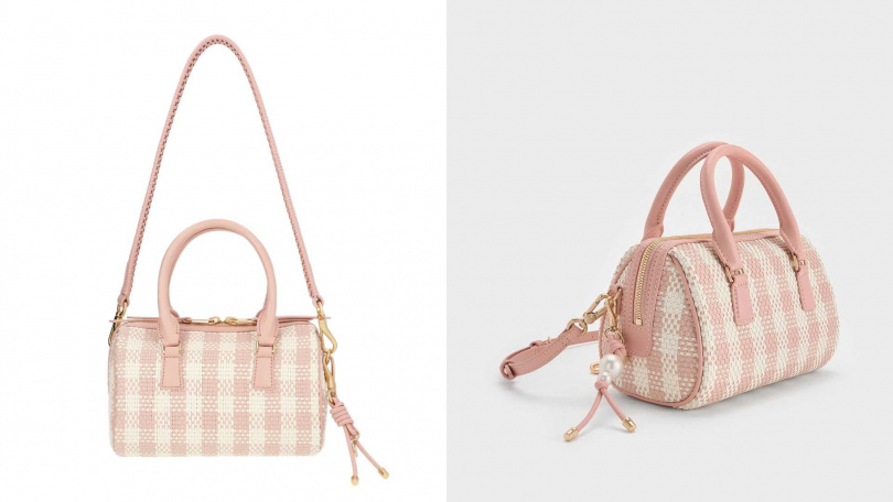 CHARLES & KEITH Everleigh 格紋保齡球包/2,990元(圖/品牌提供)