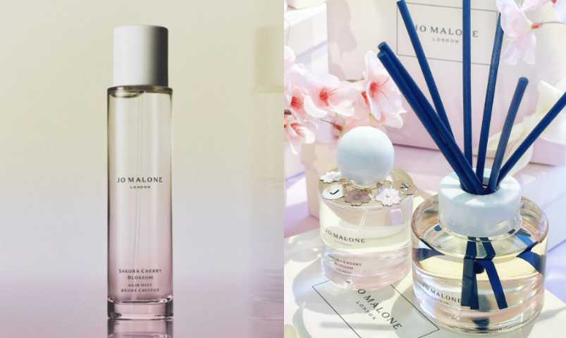 Jo Malone London 櫻花限量版擴香 165ML/4,300元、櫻花限量版髮香噴霧 30M/L2,100元(圖/品牌提供、廖怡婷攝)