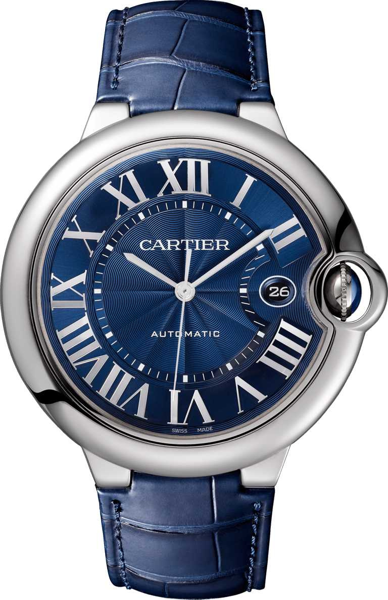 Cartier「Ballon Bleu de Cartier系列」藍面腕錶╱42mm，精鋼錶殼╱192,000元。（圖╱Cartier提供）